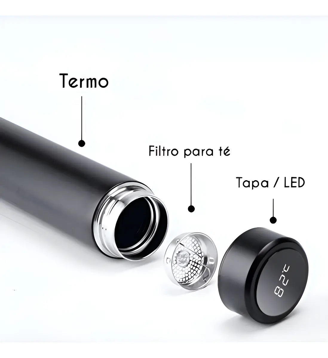 TERMO GRABADO NEGRO ELEGANCE PINK