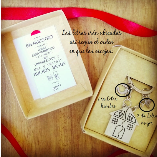 Llavero Casa para parejas SILVER HOUSE (INCLUYE 1 LETRA EN CADA LLAVERO)