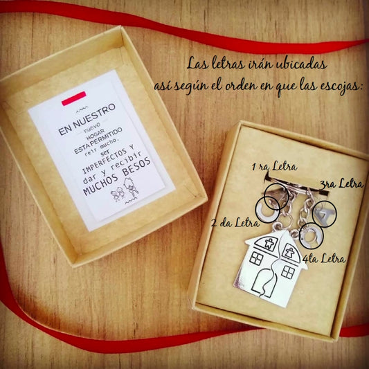 Llavero Casa para parejas SILVER HOUSE (INCLUYE 2 LETRAS EN CADA LLAVERO)
