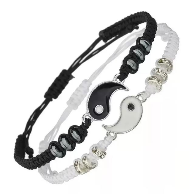 Duo Pulseras YIN YANG (INCLUYE 1 LETRA EN CADA PULSERA) — Manilla personalizada | GGIFT