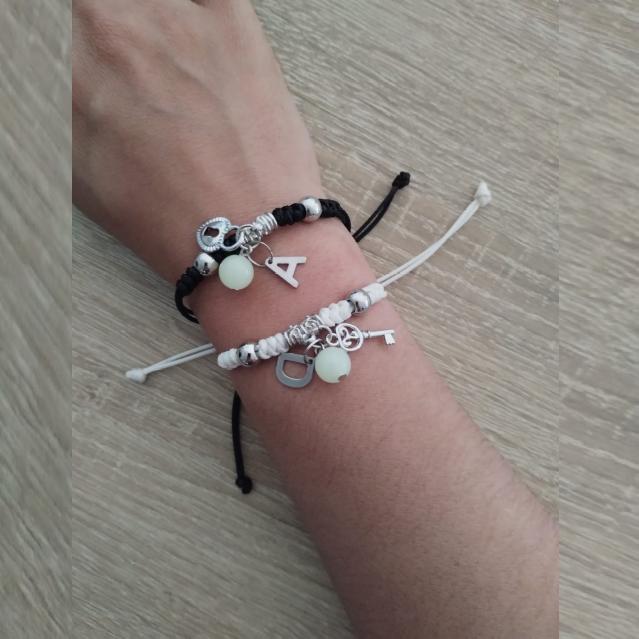 Duo Pulseras Candado Llave DUO HEART LOCK (INCLUYE 1 LETRA EN CADA PULSERA) — Manilla personalizada | GGIFT