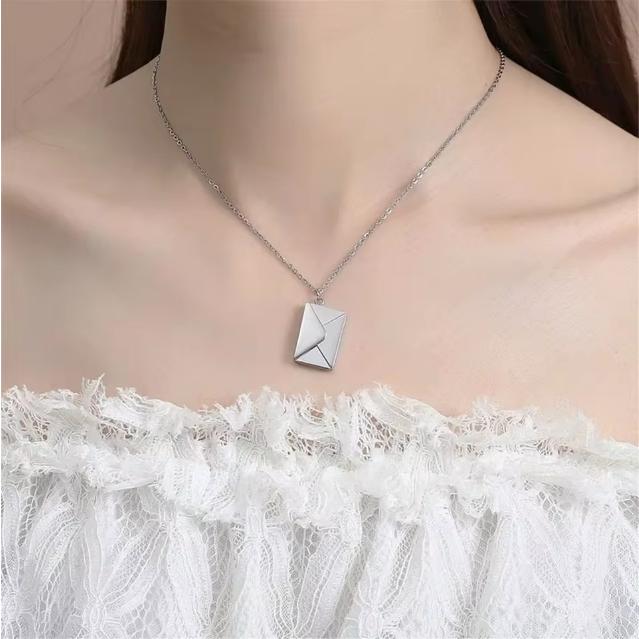 Collar DIje Carta Personalizado Grabado Laser Foto SILVER MAIL — Collar personalizado | GGIFT