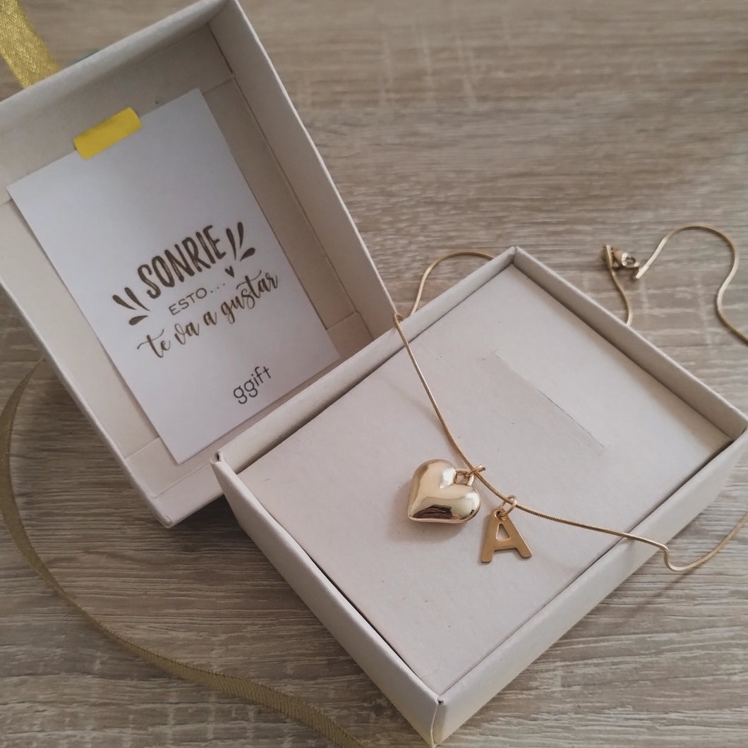 Cadena Corazon HEART con Letra Personalizada