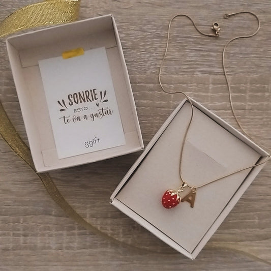 Cadena Fresa STRAWBERRY Letra Personalizada — Collar personalizado | GGIFT