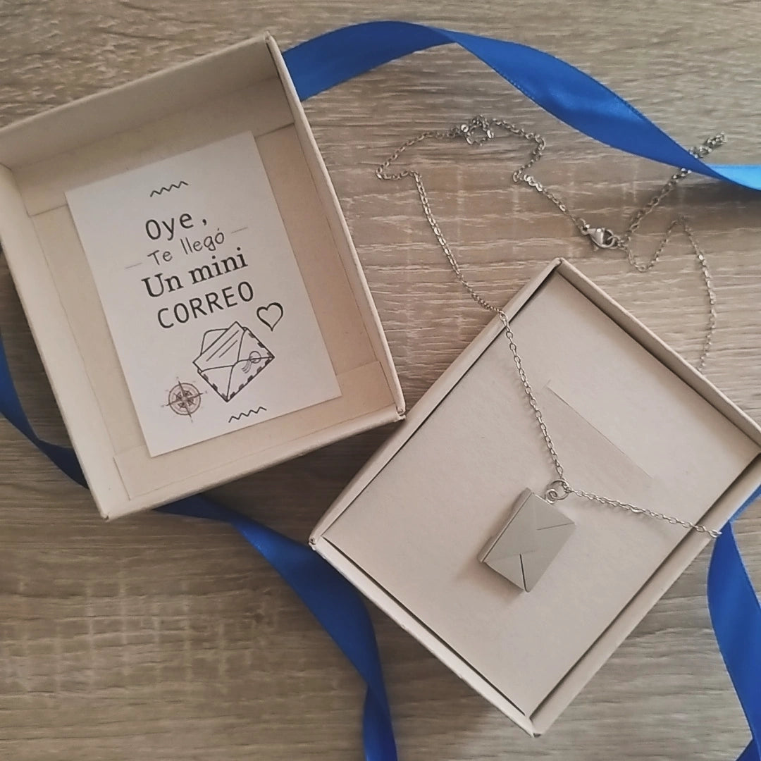 Collar DIje Carta Personalizado Grabado Laser Foto SILVER MAIL — Collar personalizado | GGIFT