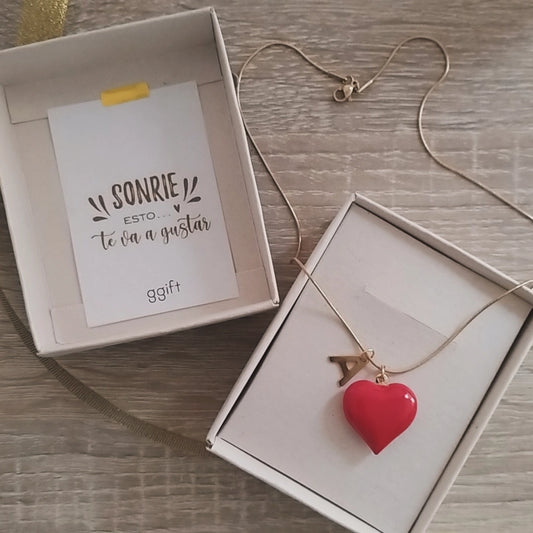 Cadena Corazon RED con Letra Personalizada — Collar personalizado | GGIFT