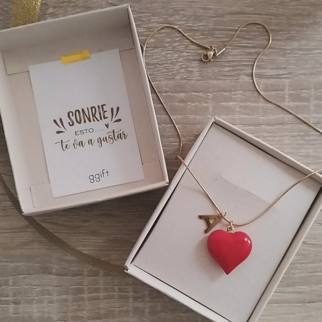 Cadena Corazon RED con Letra Personalizada