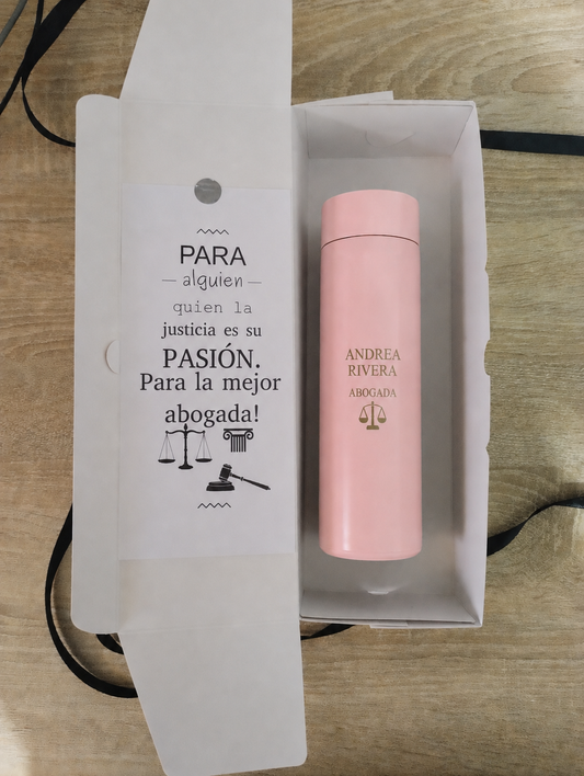 TERMO GRABADO NEGRO ELEGANCE PINK