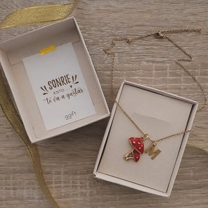 Cadena Hongo Mushroom con Letra Personalizada