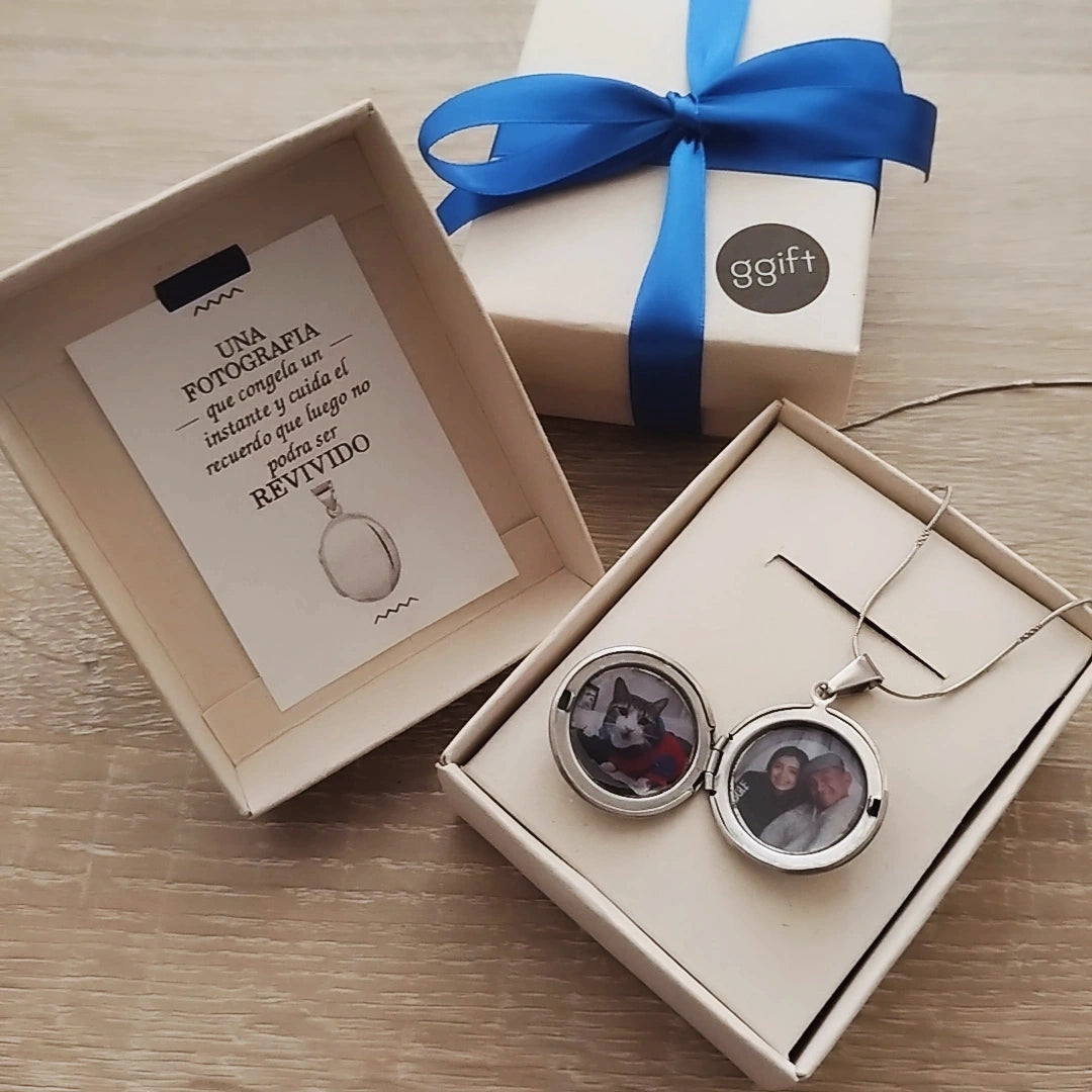 Relicario con Fotos personalizadas SILVER — Collar personalizado | GGIFT