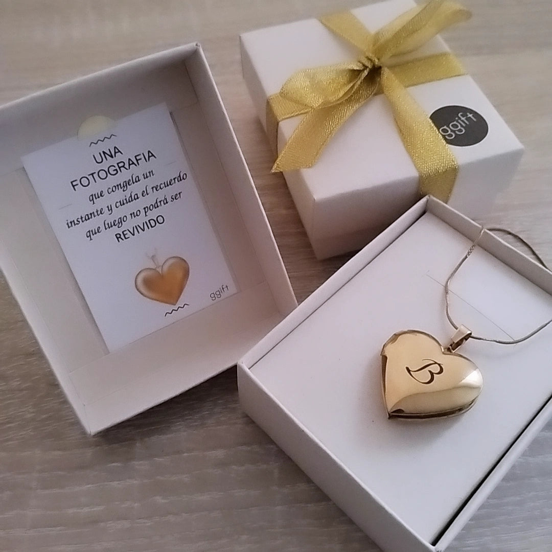 Relicario con Fotos personalizadas GOLDEN HEART — Collar personalizado | GGIFT