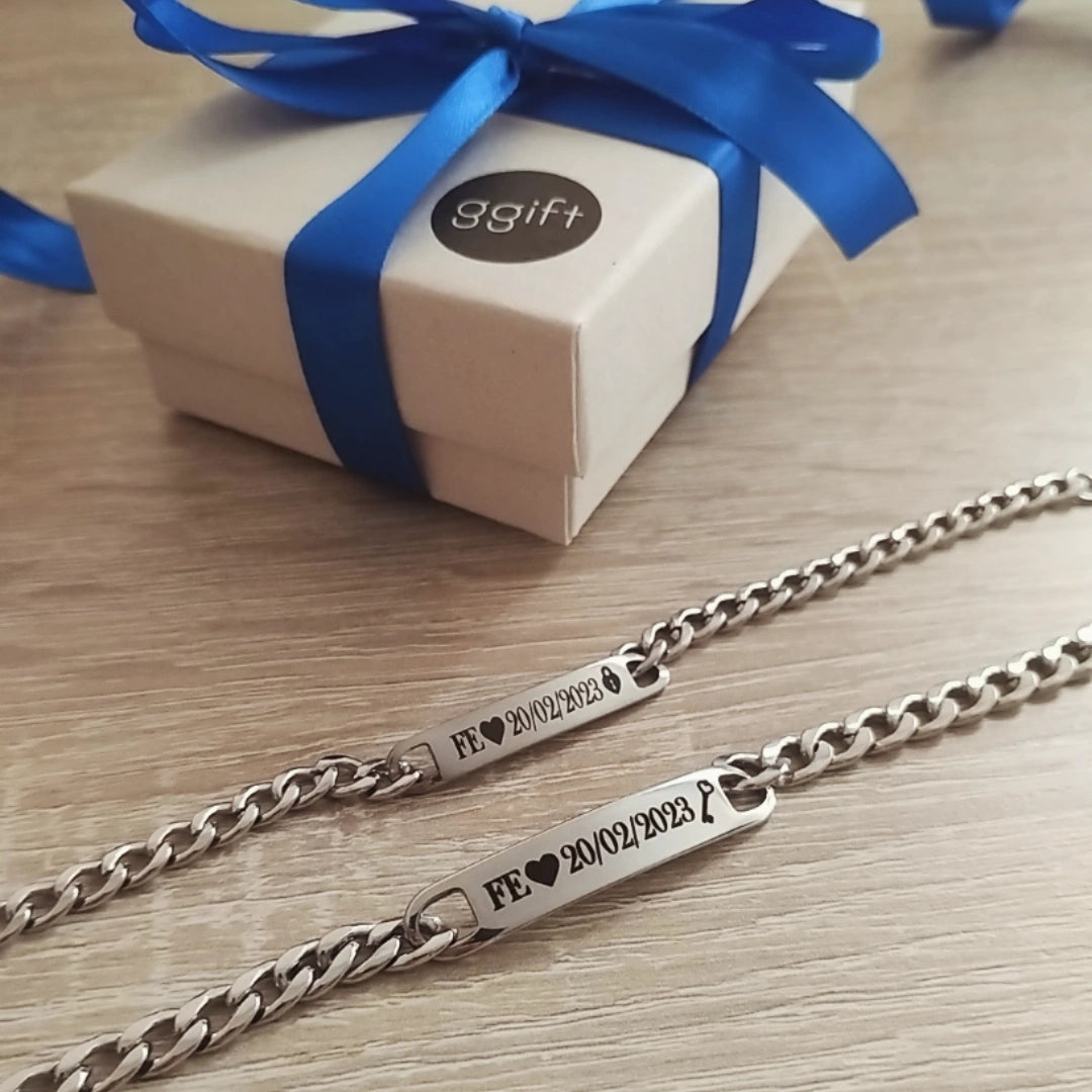 Esclavas personalizadas Grabado Laser DUO SILVER — regalo personalizado | GGIFT