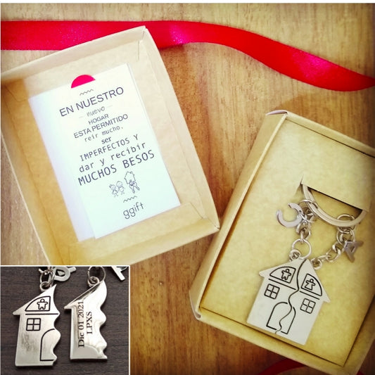 Llavero Casa para parejas SILVER HOUSE (INCLUYE 1 LETRA EN CADA Y GRABADO) — Llavero personalizado | GGIFT