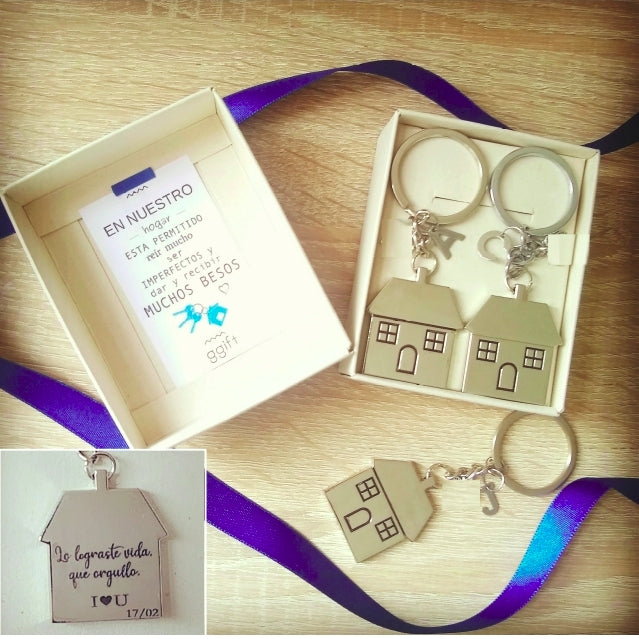 Llavero Casa TRIPLE LINDO HOGAR (INCLUYE GRABADO) — Llavero personalizado | GGIFT