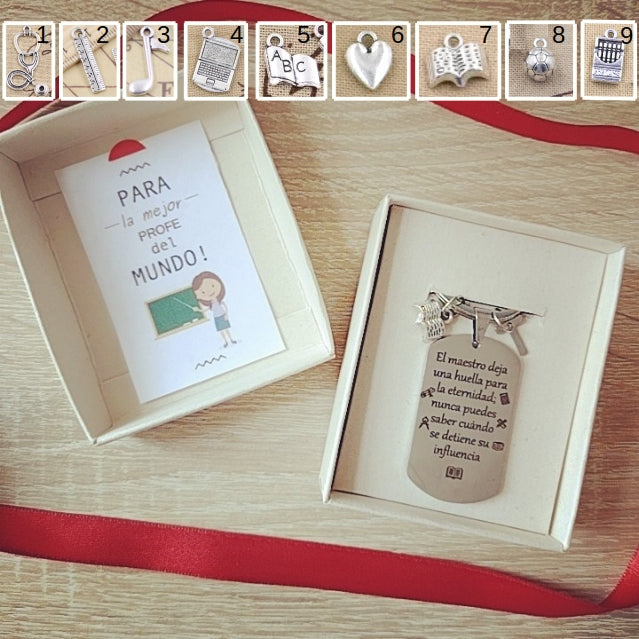 Llavero profesor maestro BEST TEACHER (PLACA PERSONALIZADA)