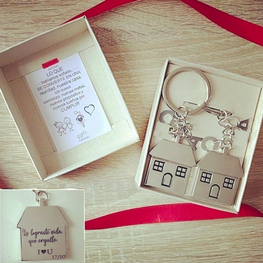 DUO LINDO HOGAR (INCLUYE 2 LETRAS EN CADA  LLAVERO Y GRABADO ) — Llavero personalizado | GGIFT