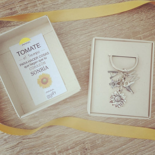 LLavero girasol SILVER SUNFLOWER — Llavero personalizado | GGIFT
