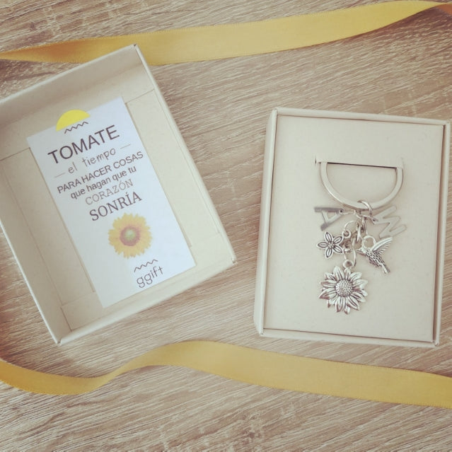 LLavero girasol SILVER SUNFLOWER — Llavero personalizado | GGIFT