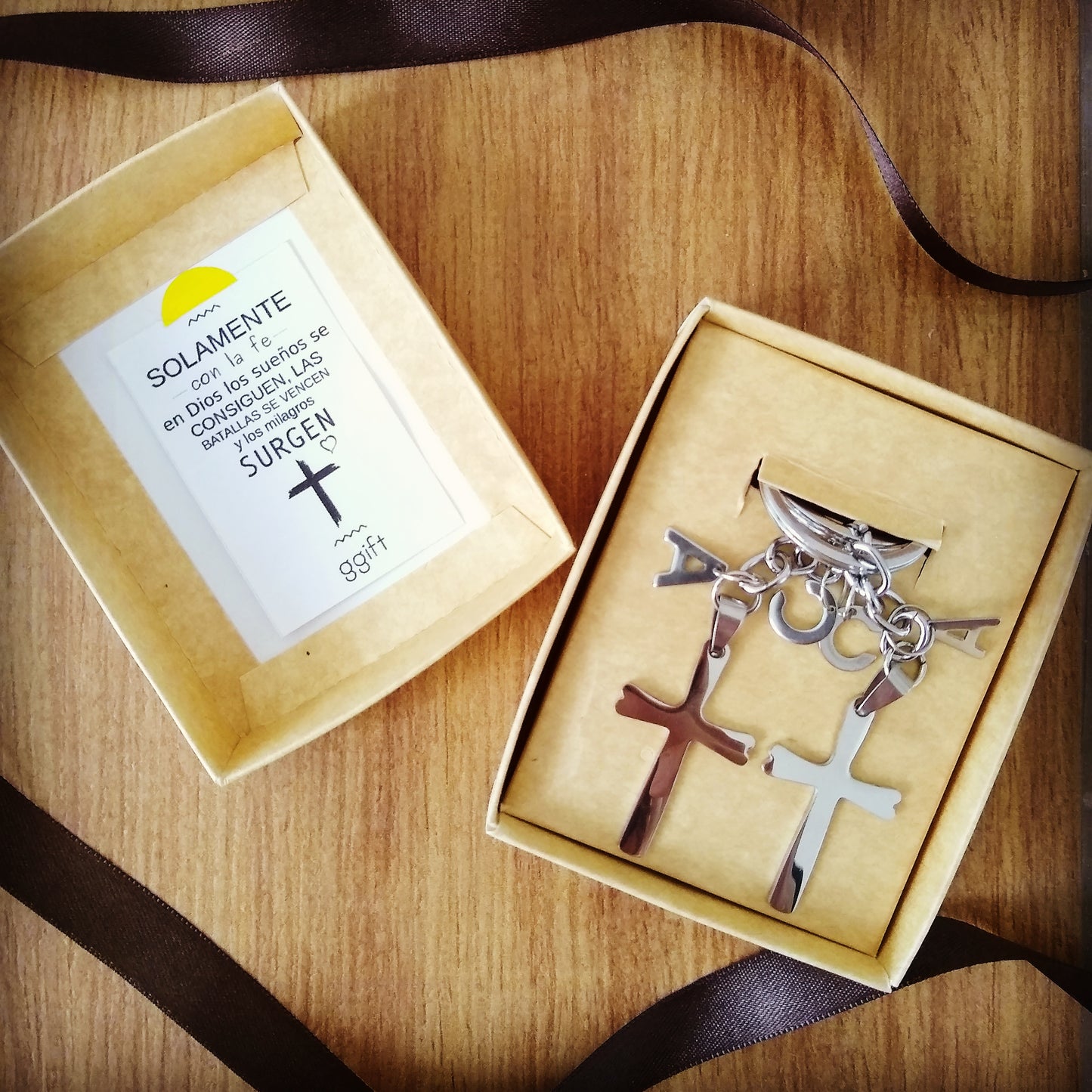 DUO CRUZ DE FE (INCLUYE 4 LETRAS) — Llavero personalizado | GGIFT