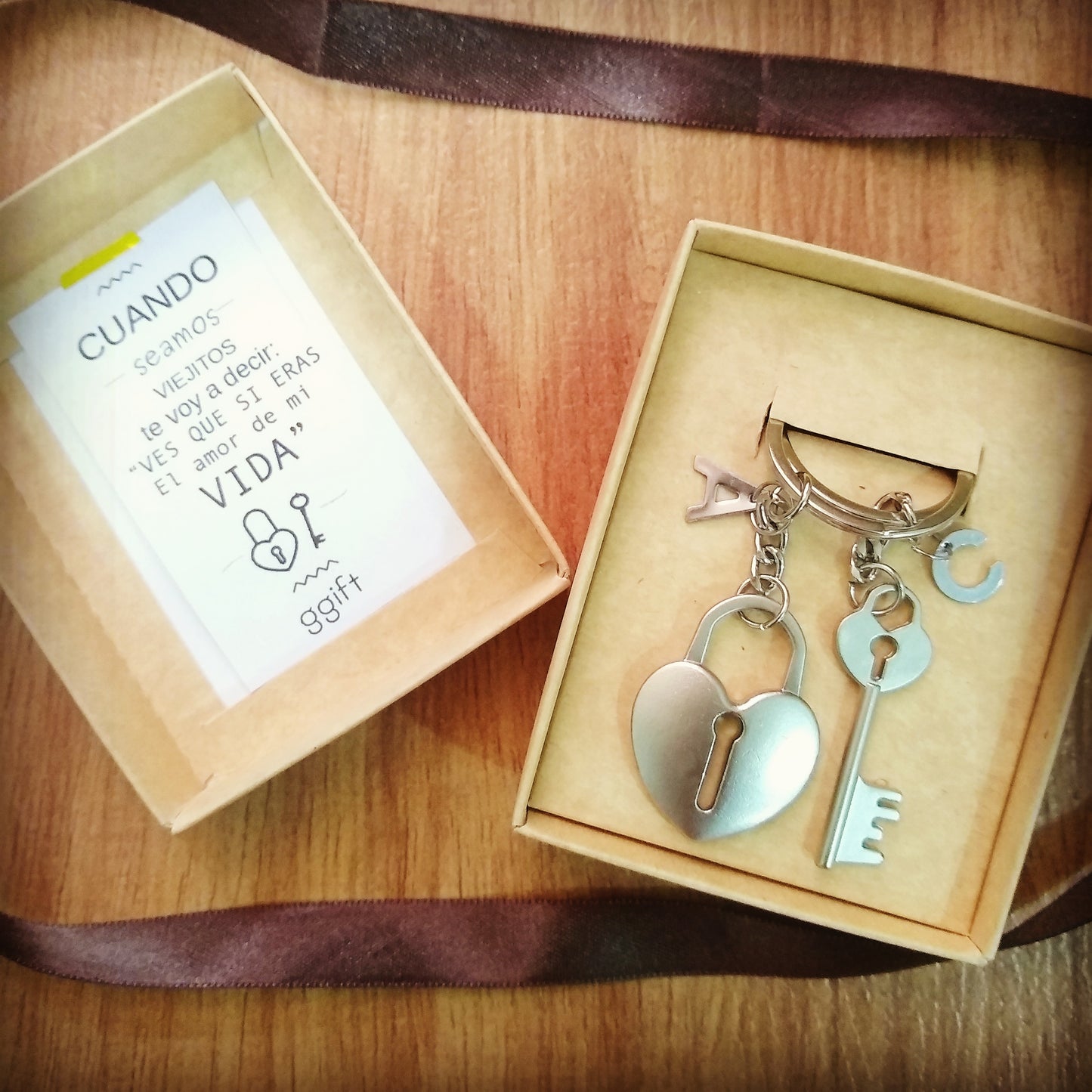 HEART LOCK (INCLUYE 2 LETRAS) — Llavero personalizado | GGIFT