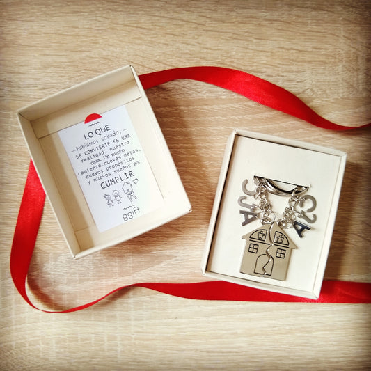 Llavero Casa para parejas SILVER HOUSE (INCLUYE 3 LETRAS EN CADA LLAVERO) — Llavero personalizado | GGIFT